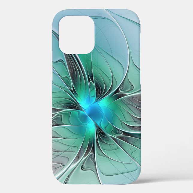 Coques Case-Mate iPhone Abstrait De Bleu, Art Fractal Moderne (Verso)