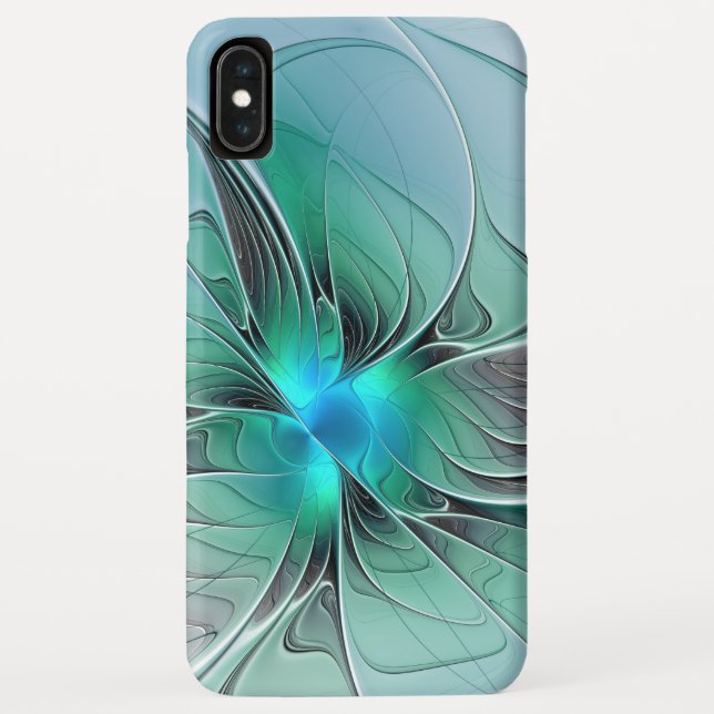 Coques Case-Mate iPhone Abstrait De Bleu, Art Fractal Moderne (Dos)