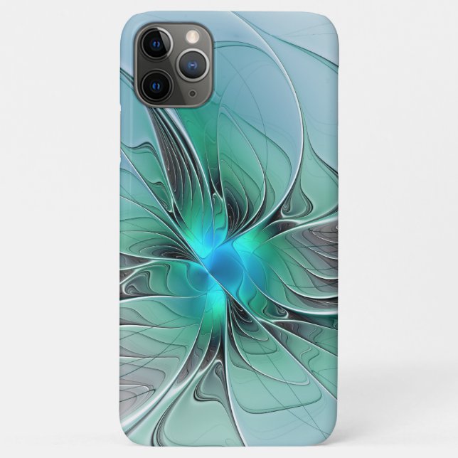Coques Case-Mate iPhone Abstrait De Bleu, Art Fractal Moderne (Dos)