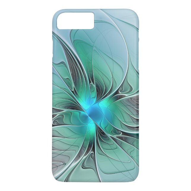 Coques Case-Mate iPhone Abstrait De Bleu, Art Fractal Moderne (Dos)
