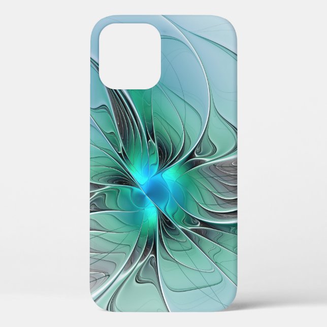 Coques Case-Mate iPhone Abstrait De Bleu, Art Fractal Moderne (Verso)