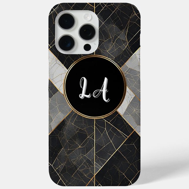 Coques Case-Mate iPhone Abstrait Décoratif Géométrique Noir et Or (Verso)