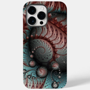 Coque Case-Mate iPhone Abstrait Fantaisie Vive Art Fractal Brun Bleu