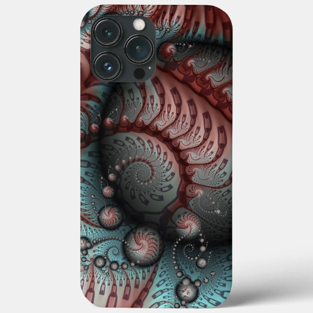Coques Case-Mate iPhone Abstrait Fantaisie Vive Art Fractal Brun Bleu (Verso)