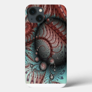 Case-Mate iPhone Case Abstrait Fantaisie Vive Art Fractal Brun Bleu