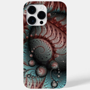 Coque Case-Mate iPhone Abstrait Fantastique Vivant Art Fractal Brun Bleu