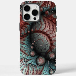 Coque iPhone 16 Pro Max Abstrait Fantastique Vivid Art Fractal Brun Bleu