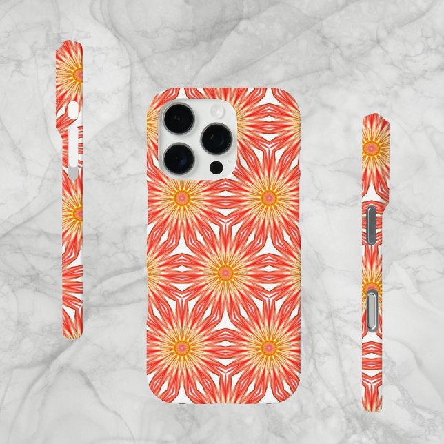 Coques Case-Mate iPhone Abstrait, Fleur moderne, Coque-Mate (Abstract Orange and Yellow Flower Pattern, Case-Mate iPhone Case.)
