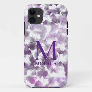 Case-Mate iPhone Case Abstrait Floral Girly Purple Blanc Monogramme Nom