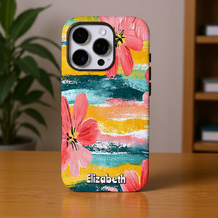 Coque iPhone 16 Pro Abstrait floral vibrant