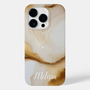 Coque Case-Mate iPhone Abstrait Fluid Navy Beige Gold Personnalisez le no