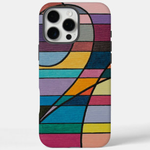 Coque iPhone 16 Pro Max Abstrait géométrique avec des bandes et des courbe
