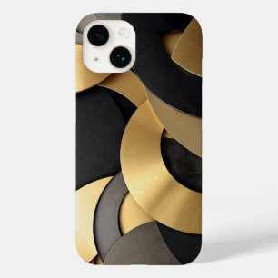 Coque Case-Mate iPhone Abstrait géométrique de chevauchement doré et noir