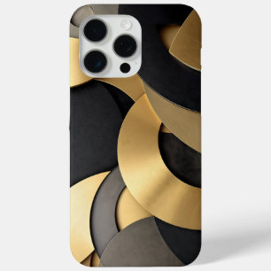 Coque Case-Mate iPhone Abstrait géométrique de chevauchement doré et noir