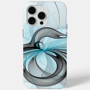 Coque Case-Mate iPhone Abstrait Gris Bleu Anthracite Art Fractal Moderne