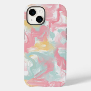 Coque Case-Mate iPhone Abstrait Impasto Peinture Corail Jaune Turquoise