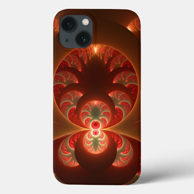Coques Case-Mate iPhone Abstrait lumineux rouge orange moderne Fractal (Verso)