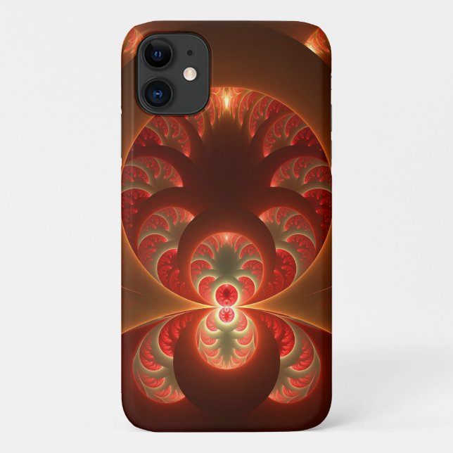 Coques Case-Mate iPhone Abstrait lumineux rouge orange moderne Fractal (Dos)
