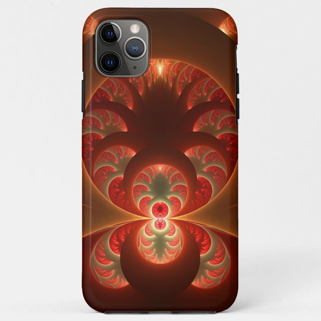 Coques Case-Mate iPhone Abstrait lumineux rouge orange moderne Fractal (Dos)