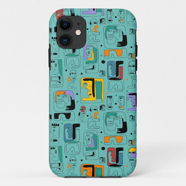 Coques Case-Mate iPhone Abstrait maya anciens visages motif 1 (Dos)