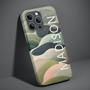 Coque Case-Mate iPhone Abstrait moderne Motif Wavy Nom personnalisé