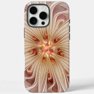 Coque iPhone 16 Pro Max Abstrait Moderne Peach Pastel Flower Fractal Art
