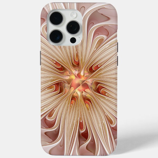 Coques Case-Mate iPhone Abstrait Moderne Peach Pastel Flower Fractal Art (Verso)