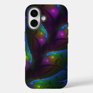 Coque Pour iPhone 16 Abstrait Moderne Trippy Fractal Lumineux Coloré