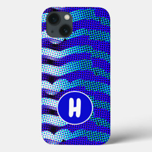 Case-Mate iPhone Case Abstrait Motif de vague funky bleu, vert monogramm