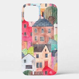 Case-Mate iPhone Case Abstrait motif sans couture avec maisons. Aquarell