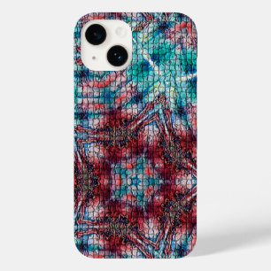 COQUE POUR iPhone 14 ABSTRAIT RED BLUE MOSAIC STAR