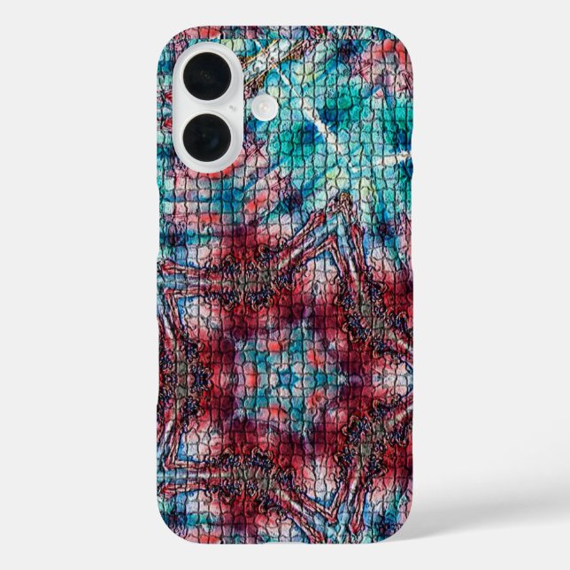COQUES Case-Mate iPhone ABSTRAIT RED BLUE MOSAIC STAR (Verso)