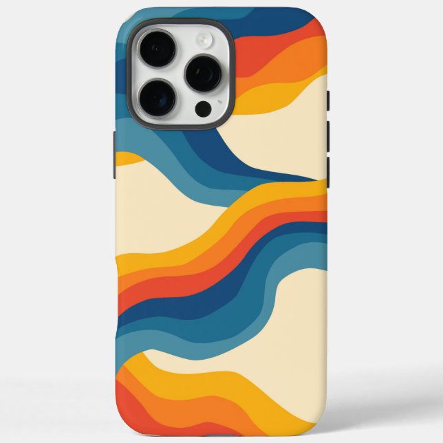 Coques Case-Mate iPhone Abstrait Retro Bleu Bleu Verre Gras Moderne (Verso)