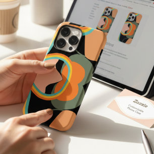 Coque Case-Mate iPhone Abstrait rétro coloré des années 70 sur une esthét