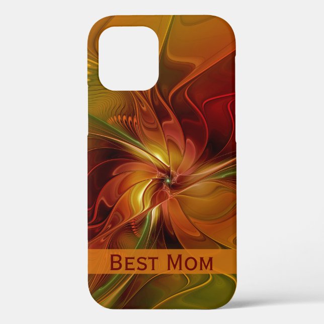 Coques Case-Mate iPhone Abstrait Rouge Orange Brown Fleur verte Meilleure  (Verso)