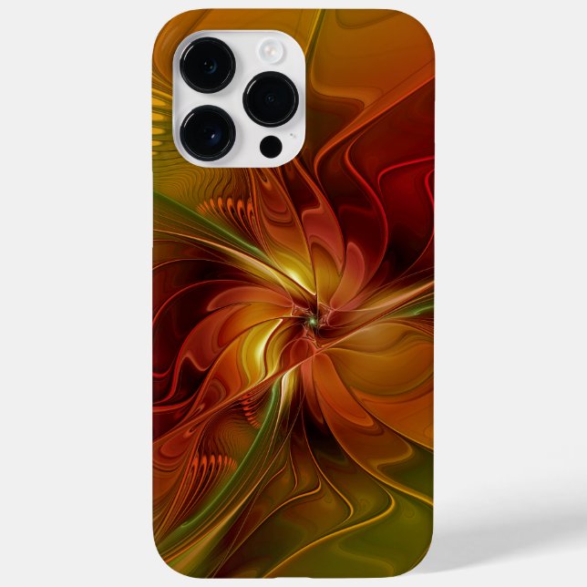 Coques Case-Mate iPhone Abstrait Rouge Orange Brown Vert Fractal Art Flowe (Verso)