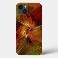 Abstrait Rouge Orange Brown Vert Fractal Art Flowe