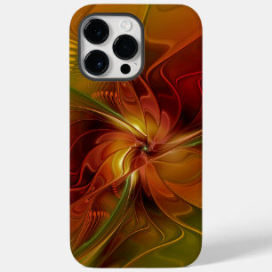 Coque Case-Mate iPhone Abstrait Rouge Orange Brown Vert Fractal Art Flowe