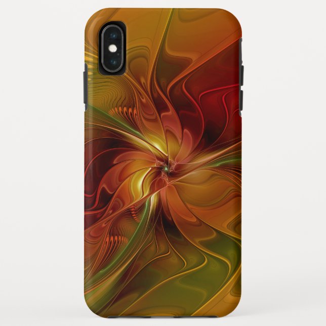 Coques Case-Mate iPhone Abstrait Rouge Orange Brown Vert Fractal Art Flowe (Dos)
