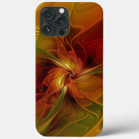 Abstrait Rouge Orange Brown Vert Fractal Art Flowe