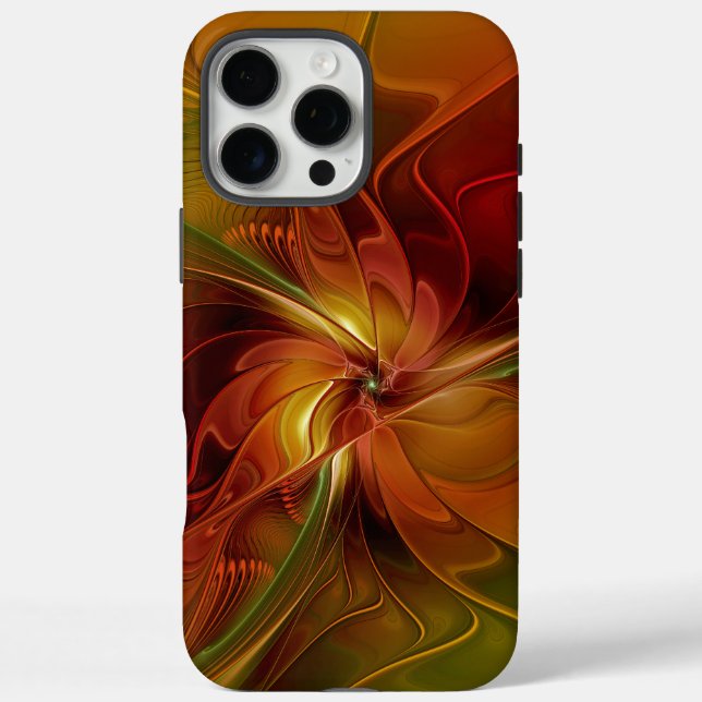Coques Case-Mate iPhone Abstrait Rouge Orange Brown Vert Fractal Art Flowe (Verso)