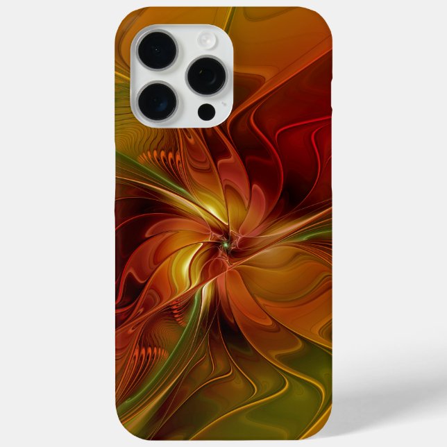 Coques Case-Mate iPhone Abstrait Rouge Orange Brown Vert Fractal Art Flowe (Verso)