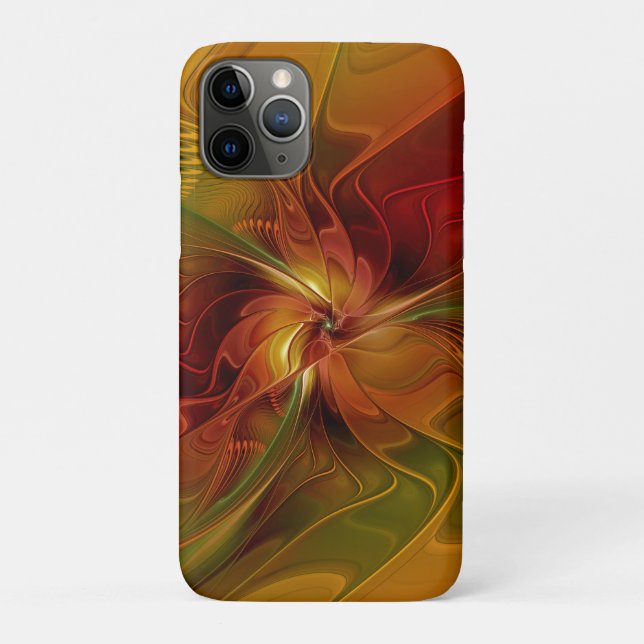 Coques Case-Mate iPhone Abstrait Rouge Orange Brown Vert Fractal Art Flowe (Dos)