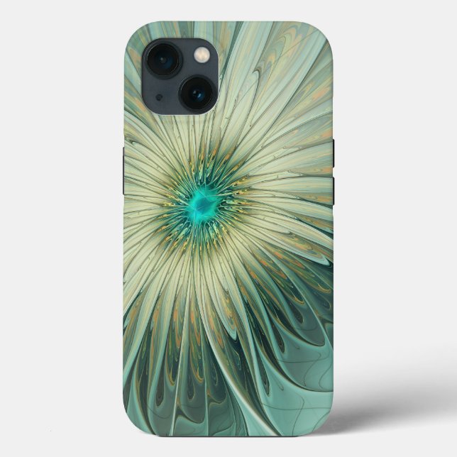 Coques Case-Mate iPhone Abstrait Sage Green Imaginaire Fleur Fractal Art (Verso)