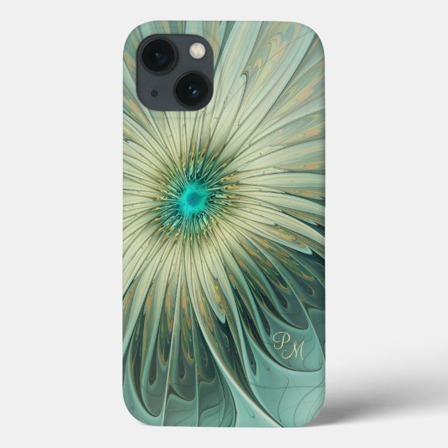 Coques Case-Mate iPhone Abstrait Sage Vert Imaginaire Fleur Fractale perso (Verso)