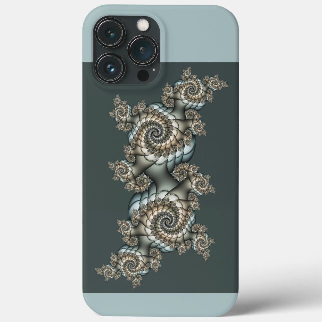 Coques Case-Mate iPhone Abstrait Spirales d'Art Fractal Bleu Clair Beige (Verso)