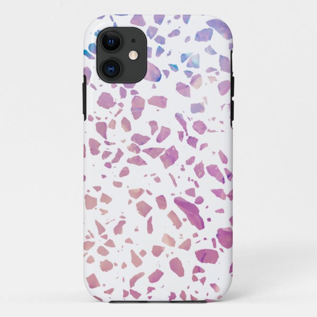 Coques Case-Mate iPhone Abstrait Terrazzo Mosaic rose et Motif bleu (Dos)
