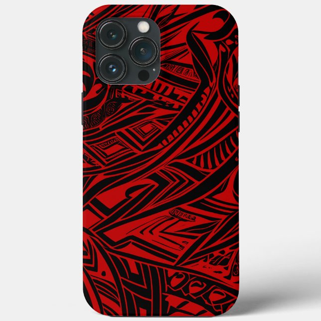 Coques Case-Mate iPhone Abstrait Tribal Noir Et Rouge (Verso)