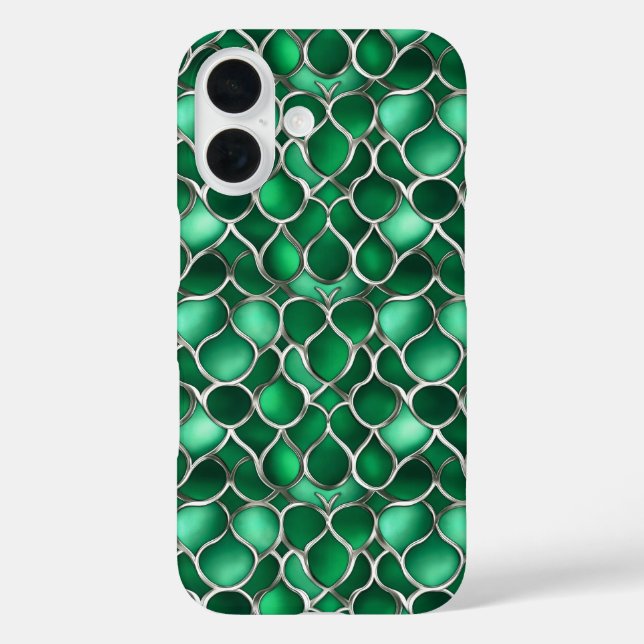 Coques Case-Mate iPhone Abstrait vert argent (Verso)