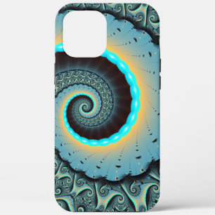 Case-Mate iPhone Case Abstraite spirale d'art fractal bleu turquoise ora